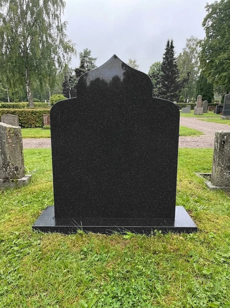 Spetsbåge i svart granit